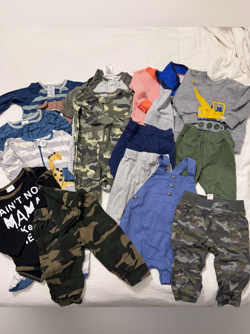Kids Camouflage and Neutral Bottoms Bundle - Green, Gray, Blue